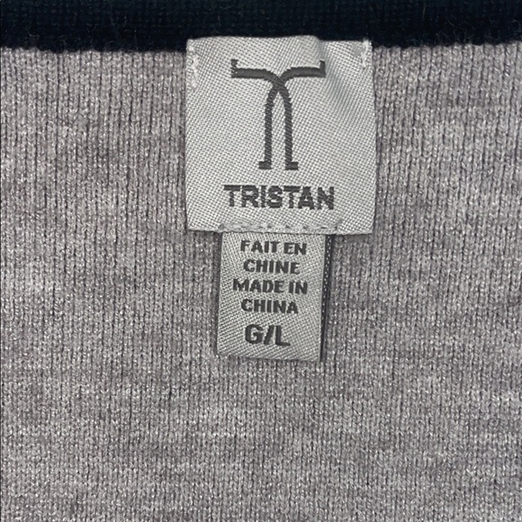 Tristan Blk & Grey Open Front Cropped Cardigan Bolero or Shrug  3/4 Sleeve Sz L - Picture 8 of 16